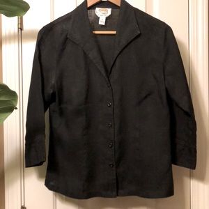 Talbots black Irish linen blouse, 12 P